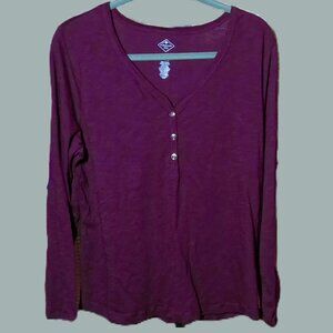 St. John's Bay Merlot Long Sleeve Henley Tee